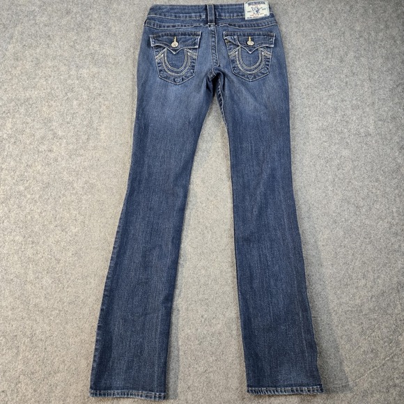 True Religion Jeans Womens 27 Fits 30x33 Blue Denim Straight Leg Flap Pocket Y2k - Picture 7 of 14